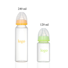 Новый прозрачный 240 мл и 120 мл с крышкой и соской, антиколиковый стандартный горлышко, стеклянная бутылочка для кормления, детское молоко